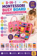 🧠 8-in-1 Montessori Busy Board | Interactive Sensory Learning Binder for Kids