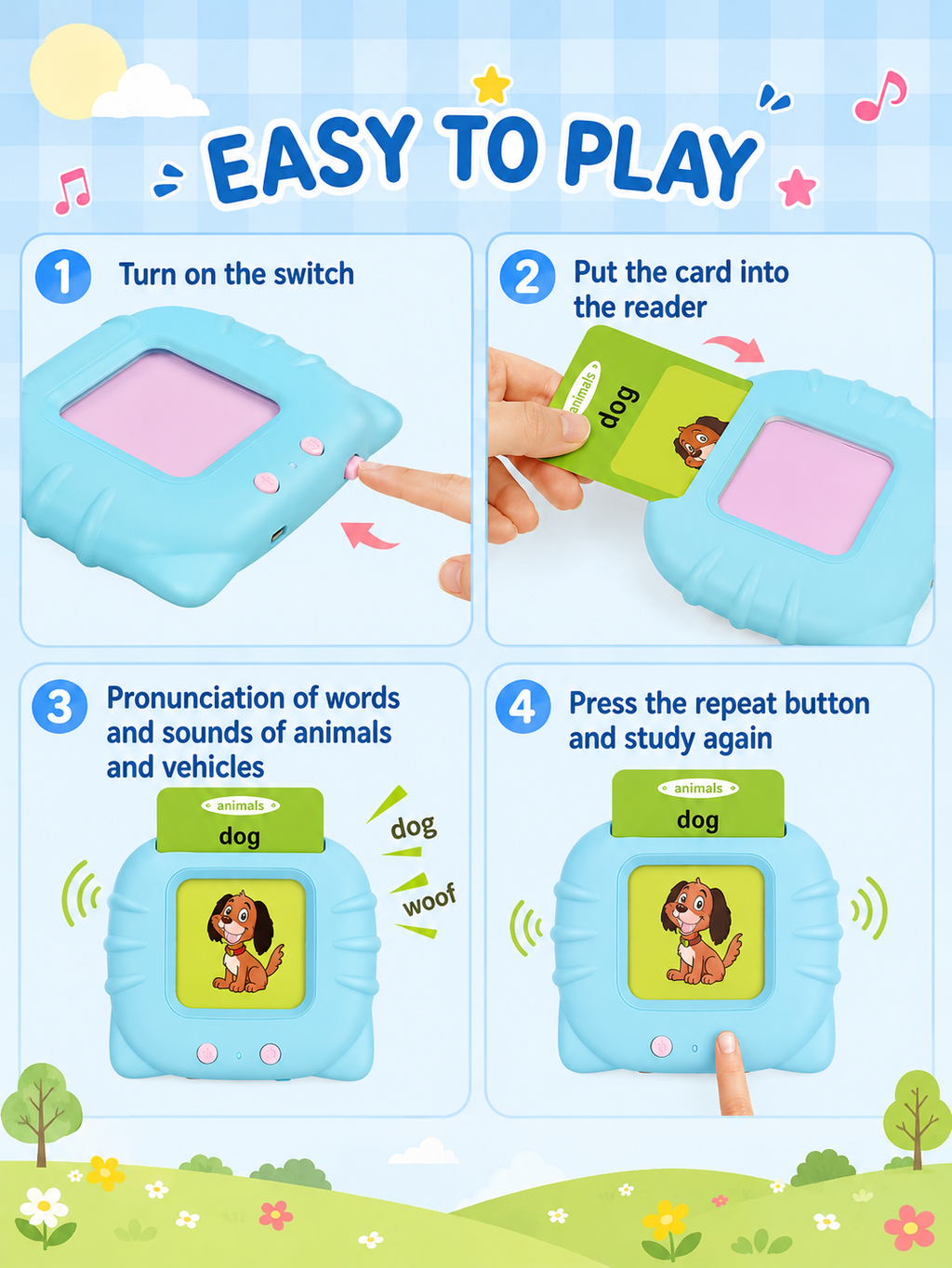 112 PCS Smart Talking Flash Cards for Kids – English Vocabulary Learning Toy for Toddlers & Preschool