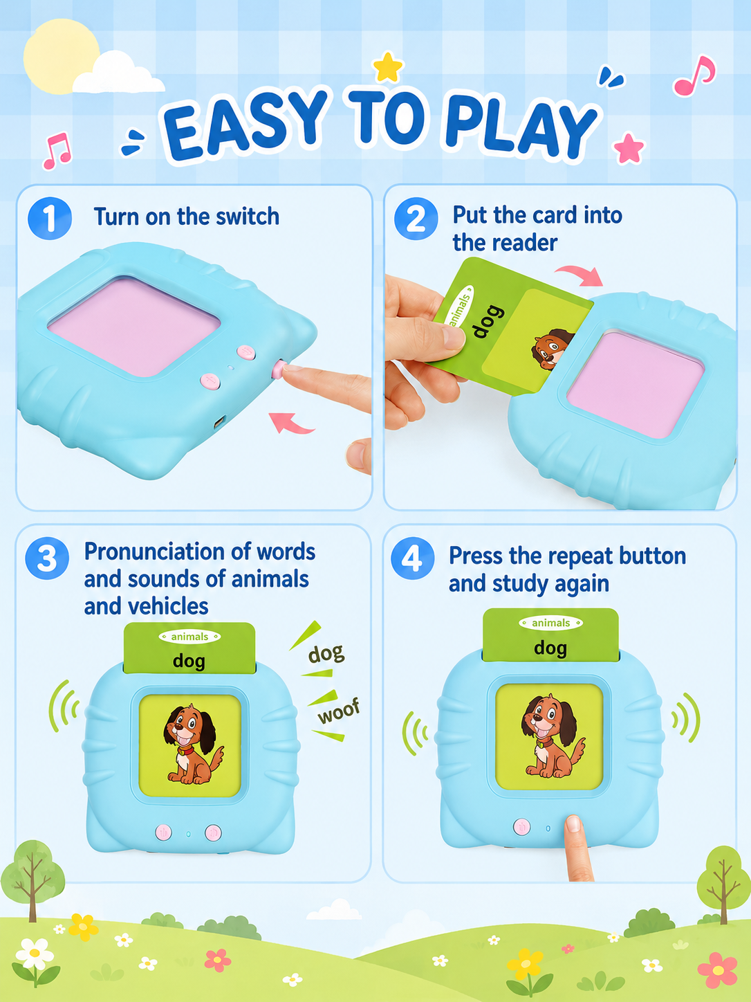 112 PCS Smart Talking Flash Cards for Kids – English Vocabulary Learning Toy for Toddlers & Preschool
