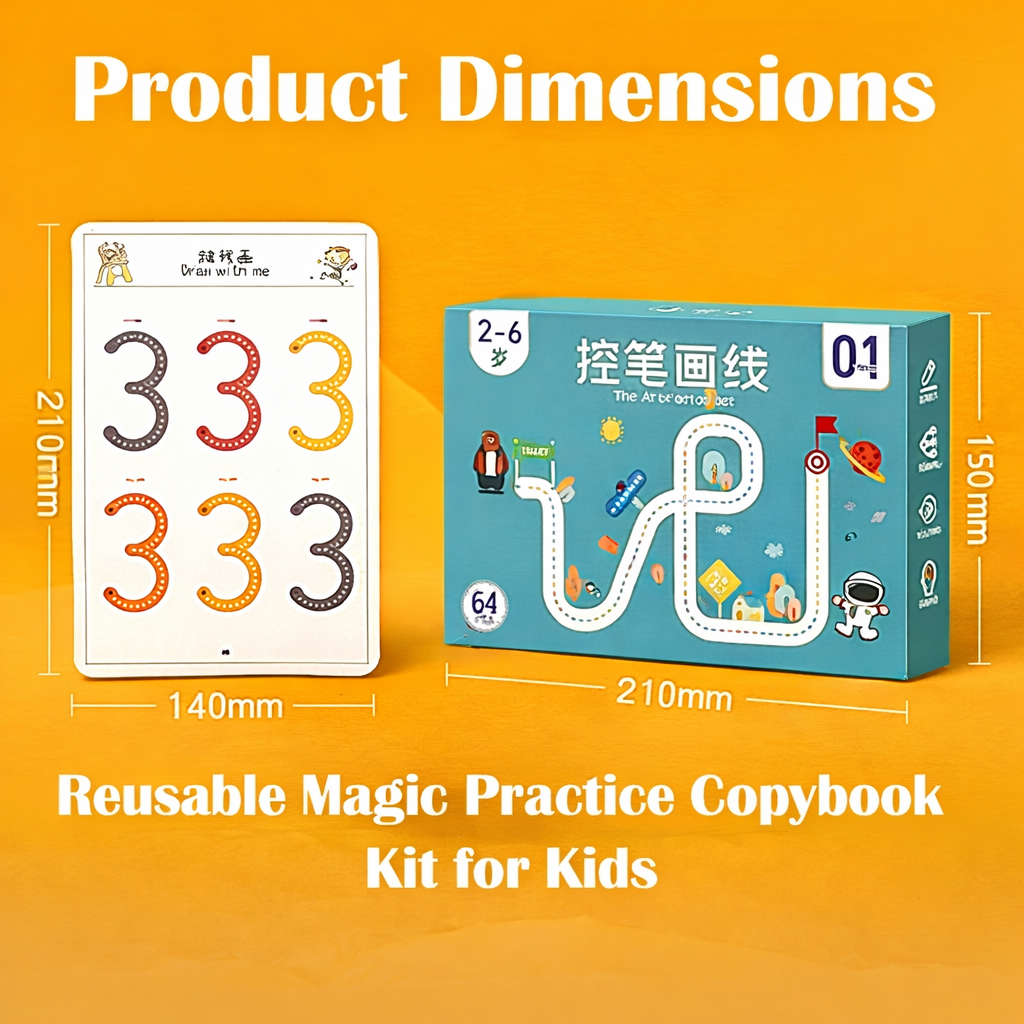 64 Pages Magic Tracing Workbook Set for Kids | Reusable Handwriting Practice Book with Magic Pen | Alphabet, Numbers & Early Learning
