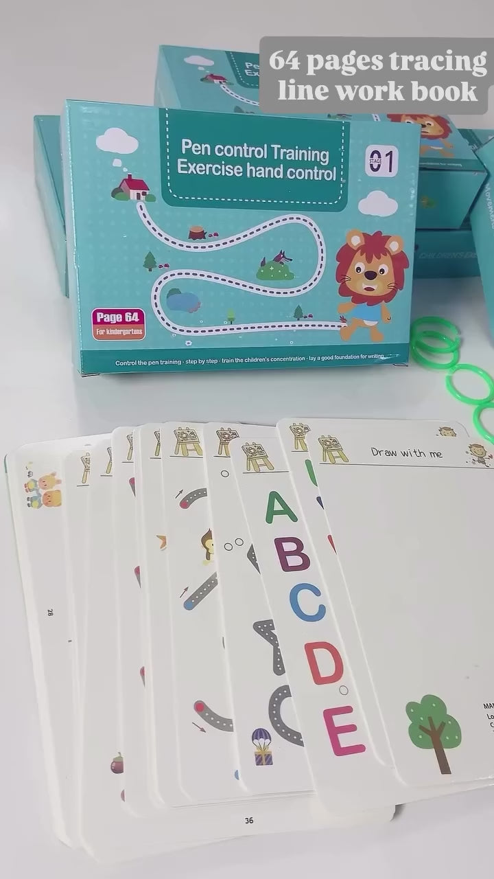 64 Pages Magic Tracing Workbook Set for Kids | Reusable Handwriting Practice Book with Magic Pen | Alphabet, Numbers & Early Learning
